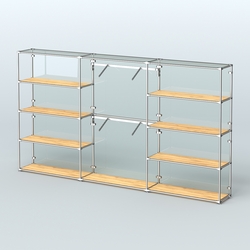 Торговая система ХРОМ (задняя стенка - стекло) 3600 мм с полками ДСП и поручнями №6, Дуб Золотистый