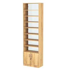 Стеллаж из ДСП с 7-ю полками 300x600 мм серии LEVEL-7 №5-1 (З/C - СТЕКЛО), Дуб Золотистый