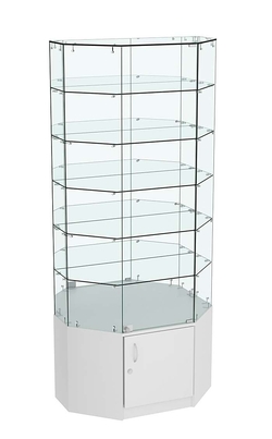 Стеклянная витрина Истра Трапеция зеркальная с накопителем №827, Серый