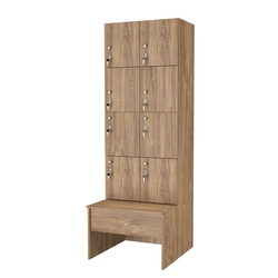 Шкаф для раздевалок со скамейкой КОМБО-Квартет №2-1, Дуб Канзас коричневый