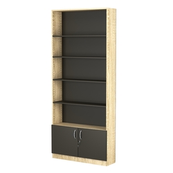 Стеллаж из ДСП с 4-мя полками 250x900 мм серии LEVEL-4 №11 (З/C - ДВП), Дуб Сонома + Черный