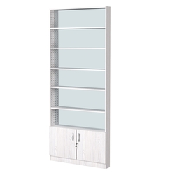 Стеллаж из ДСП с 5-ю полками 100x900 мм серии LEVEL-5 №8-2 (З/C - ЗЕРКАЛО), Ясень Анкор светлый