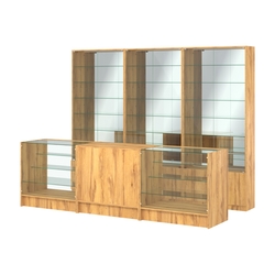 Комплект витрин с регулировочными полками NE-6 №12-2 и прилавков ЭК-4, Дуб Золотистый