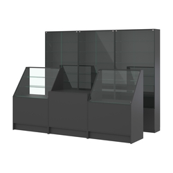 Комплект витрин с регулировочными полками NE-6 №12 и прилавков ЭК-7, Черный