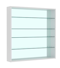 Витрина настенная №4-2Г открытая с прозрачными полками и зеркалом, Серый