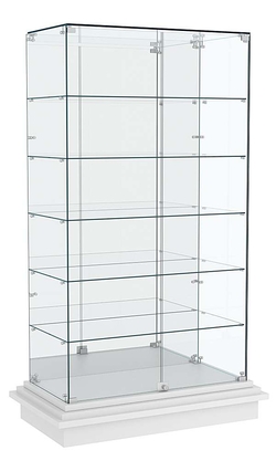 Витрина с прозрачными дверками и зеркалом ЗИККУРАТ №507, Серый