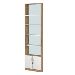 Стеллаж из ДСП с 4-мя полками 100x600 мм серии LEVEL-4 №1-2 (З/C - ЗЕРКАЛО), Дуб Канзас коричневый + Белый