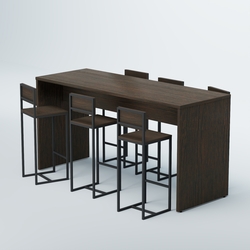 Комплект барный стол "Кофе-брейк" №2 и стулья, Дуб Венге