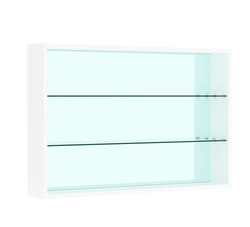 Витрина настенная №3-2Г с двумя полками из стекла и зеркалом, Белый