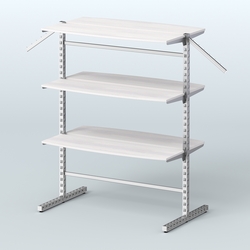 Система ЭЛЕГАНТ островная с шестью закруглёнными полками из ДСП №17б, Ясень Анкор светлый