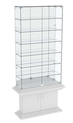 Витрина узкая с 6-ю полками зеркальная КОЛОСС №34, Серый