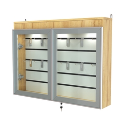 Витрина настенная №3-2Б широкая со встроенной подсветкой  серии Collecto, Дуб Золотистый