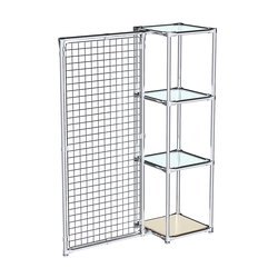 Хромированное вешало ЯЧЕЙКА №1-1 с полками стекло 6мм, Крем Вайс