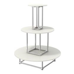 Торговый хромированный остров ПИРАМИДА №4 (полки ДСП 16мм), Белый