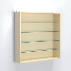 Витрина настенная №204-1Г открытая с прозрачными полками, Крем Вайс