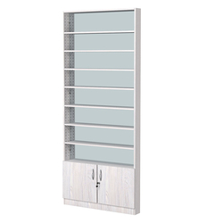 Стеллаж из ДСП с 8-ю полками 100x900 мм серии LEVEL-8 №8-2 (З/C - ЗЕРКАЛО), Ясень Анкор светлый