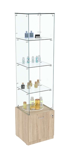 Витрина Кристалл №106 стаканчик (З/С - стекло), без дверей, Дуб сонома