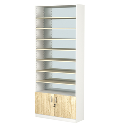 Стеллаж из ДСП с 7-ю полками 300x900 мм серии LEVEL-7 №12-2 (З/C - ЗЕРКАЛО), Белый + Дуб Сонома