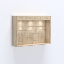 Витрина настенная №203-2В с эконом панелью и верхним фризом, Дуб Сонома