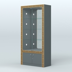 Витрина выставочная с декором №ВБА-3С, Темно-Серый