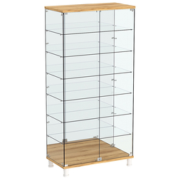 Витрина РОНДО №4-6 на ножках (задняя стенка зеркало), Дуб Золотистый