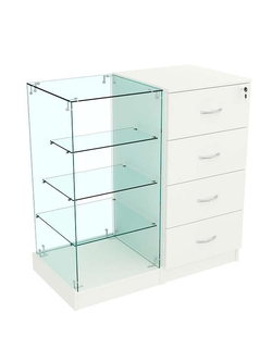 Прилавок двухсекционный Истра с тремя прозрачными полками №12+13, Белый
