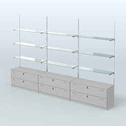 Система Neo Fix №8 со стеклянными полками и тумбами T-12, Серый