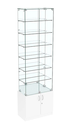 Узкая витрина с накопителем и зеркалом ИСТРА №34-600, Белый