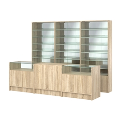 Комплект витрин с наклонными полками SL-6 №12-2 и прилавков ЭК-2, Дуб сонома