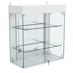 Витрина настенная НЕО №1А-3 с двумя полками и зеркалом, Серый