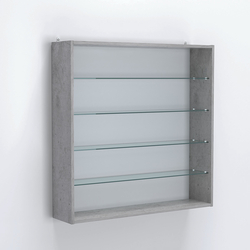 Витрина настенная №204-1Г открытая с прозрачными полками, Бетон Чикаго светло-серый F186 ST9