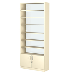 Стеллаж из ДСП с 6-ю полками 300x900 мм серии LEVEL-6 №12-1 (З/C - СТЕКЛО), Крем Вайс