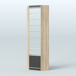Высокая витрина серии Эконом №305А внутренний угол (без дверей), Дуб Сонома + Черный