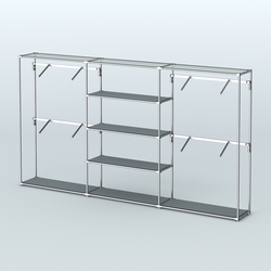 Торговая система ХРОМ без ДСП 3600 мм с полками ДСП и поручнями №5, Темно-Серый