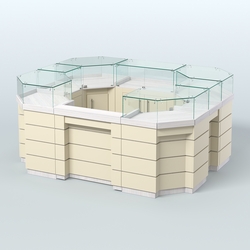 Торговый островок GOLD №3 (4,94 кв.м), Ясень Анкор светлый и Крем Вайс