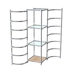 Хромированное вешало ДУГА №1-1 с полками стекло 6 мм, Дуб Сонома