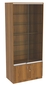 Витрина СЭСП-Z №1-500 (З/C - ДВП) со стеклянными полками и шторками Орех