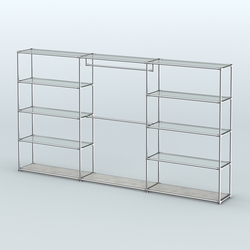 Торговая система ХРОМ без ДСП 3600 мм с прозрачными полками и поручнями №1, Метрополитан Грей