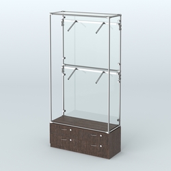 Торговая система ХРОМ (задняя стенка - стекло) 1200 мм №3-2 с тумбой Т-14 и поручнями, Дуб Венге