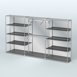 Торговая система ХРОМ (задняя стенка - зеркало) 3600 мм с тонированными полками и поручнями №9, Черный