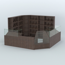 Угловой павильон из ДСП для торговли хлебом и выпечкой №5, Дуб Венге