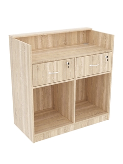 Прилавок Истра под кассу №1 прямоугольный с двумя ящиками, Дуб Сонома