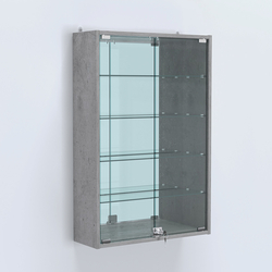 Витрина настенная №202-2А высокая с зеркалом, Бетон Чикаго светло-серый F186 ST9