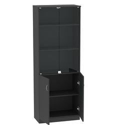 Шкаф офисный со стеклом ШВ-53, Черный