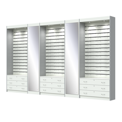 Комплект витрин под очки №11+1+11+1+11 (открытый доступ), Белый + Серый