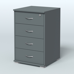 Тумба Нотте подкатная (4 ящика с замком), Темно-Серый