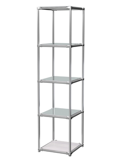 Торговый хромированный стеллаж с зеркальными полками №1, Ясень Анкор светлый - U31104