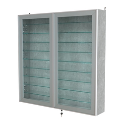 Витрина настенная №4-5А с девятью прозрачными полками серии Collecto, Метрополитан Грей