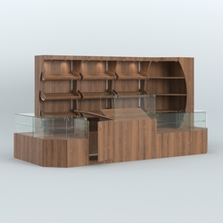 Угловой павильон со стеклянными прилавками для продажи хлеба и выпечки №3, Орех