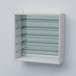 Витрина настенная №201-6Г открытая зеркальная с пятью полками из стекла, Белый